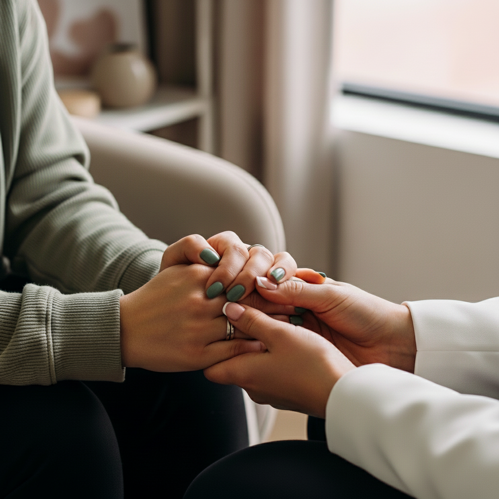 Two people holding hands โ support and connection